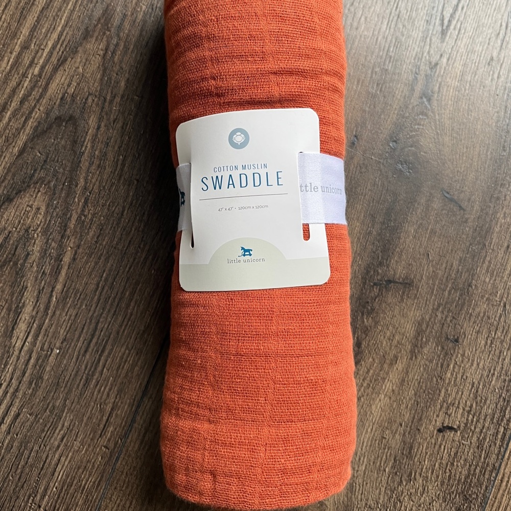 Little Unicorn Rust Cotton Muslin Swaddle